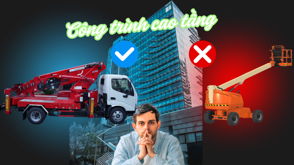 xe nâng người làm việc trên cao